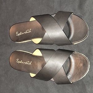 Black leather sandals